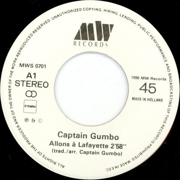 Captain Gumbo : Allons A Lafayette / Toot Toot (7",45 RPM,Single,Stereo)