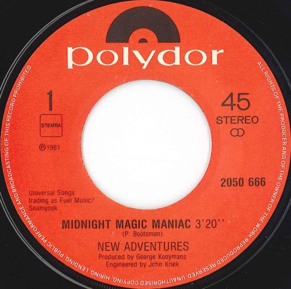 New Adventures : Midnight Magic Maniac (7",45 RPM,Single)