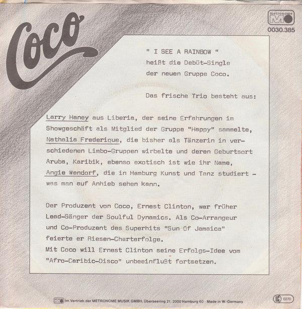Coco (60) : I See A Rainbow (7",45 RPM,Single)
