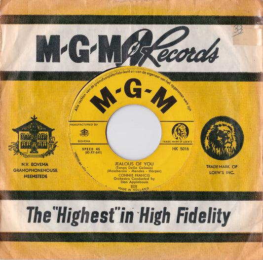 Connie Francis : Jealous Of You (7",45 RPM,Single)