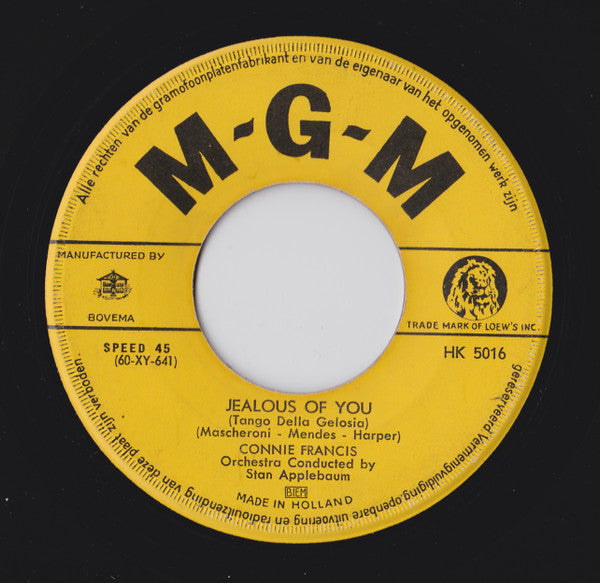 Connie Francis : Jealous Of You (7",45 RPM,Single)