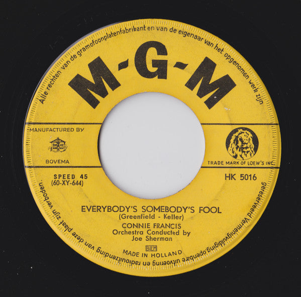 Connie Francis : Jealous Of You (7",45 RPM,Single)