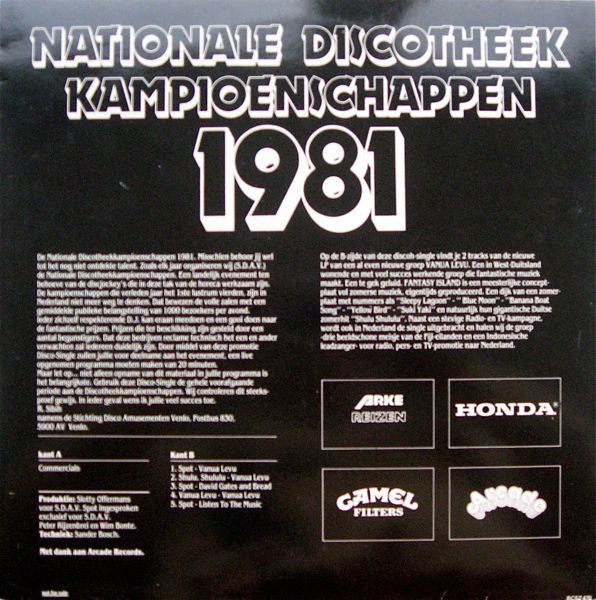 Various : Nationale Discotheek Kampioenschappen 1981  (12",45 RPM,Promo)