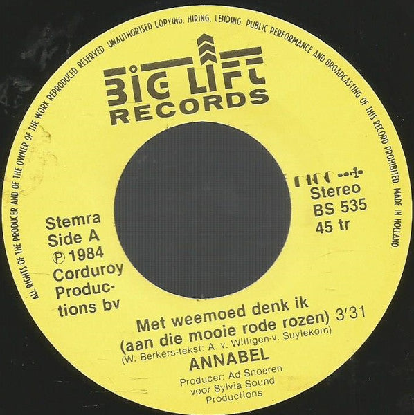 Annabel (11) : Met Weemoed Denk Ik (Aan Die Mooie Rode Rozen) (7",45 RPM,Single,Stereo)