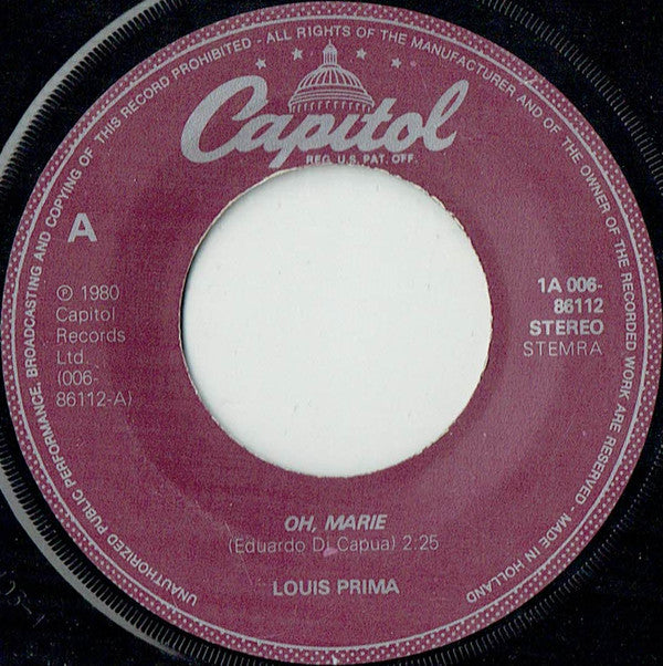 Louis Prima : Oh Marie / 5 Months, 2 Weeks, 2 Days (7",45 RPM,Single)