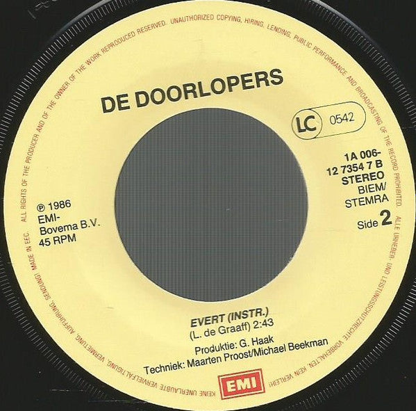 De Doorlopers : Evert, Jij Bent'm (7",45 RPM,Single)