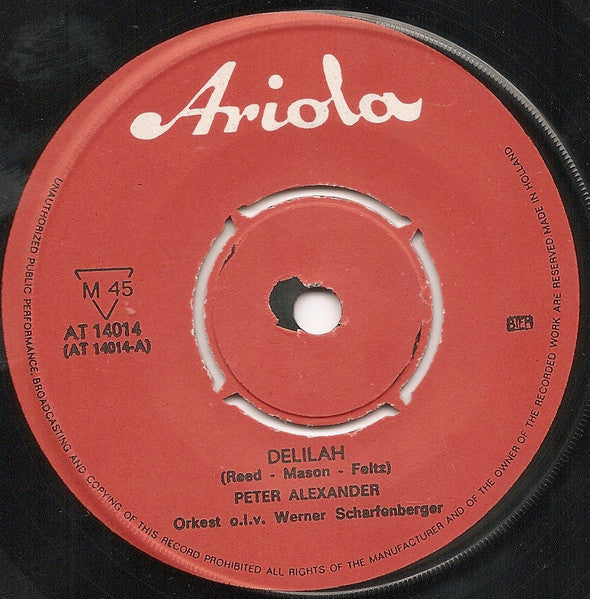Peter Alexander : Delilah (7",45 RPM,Single,Mono)