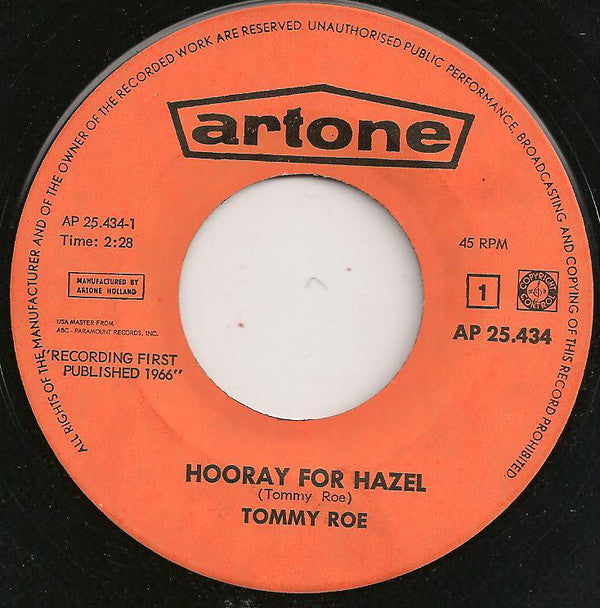 Tommy Roe : Hooray For Hazel / Where Were You When I Needed You (7",45 RPM,Single)