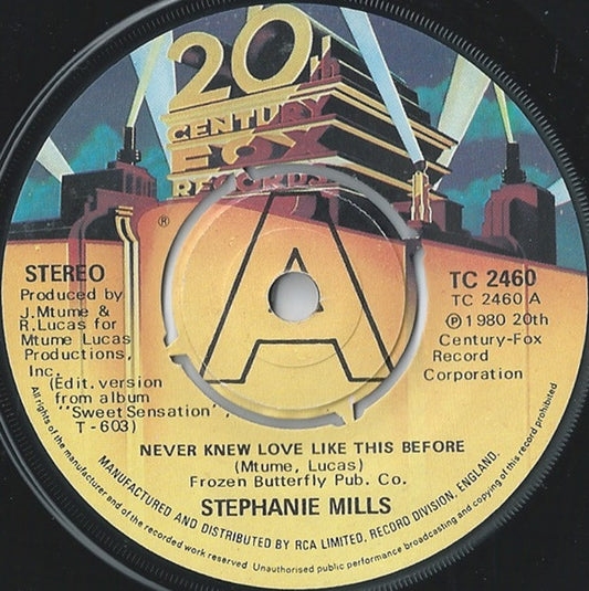 Stephanie Mills : Never Knew Love Like This Before (7",45 RPM,Single,Stereo)