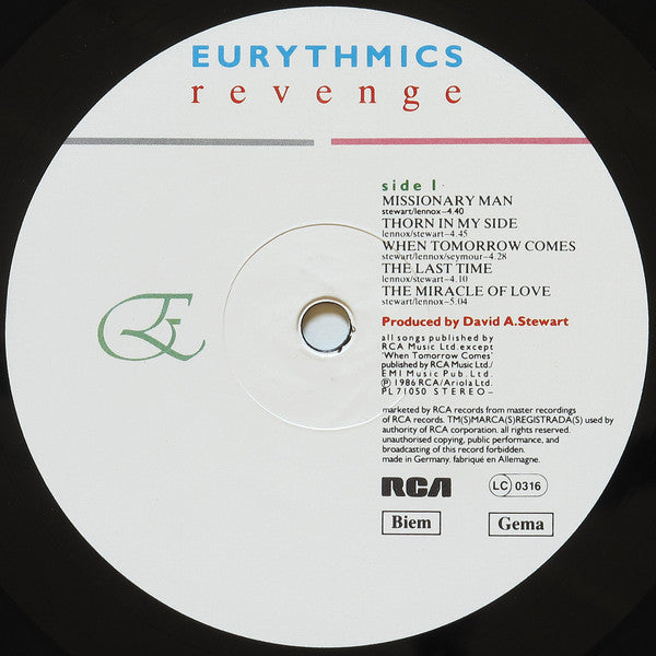 Eurythmics : Revenge (LP,Album,Stereo)