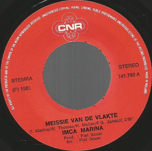 Imca Marina : Meissie Van De Vlakte  (7",45 RPM,Single,Stereo)