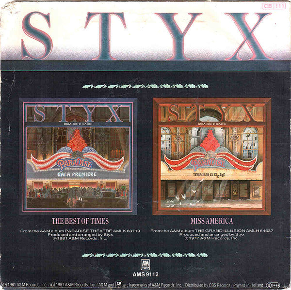 Styx : The Best Of Times (7",45 RPM,Single,Stereo)