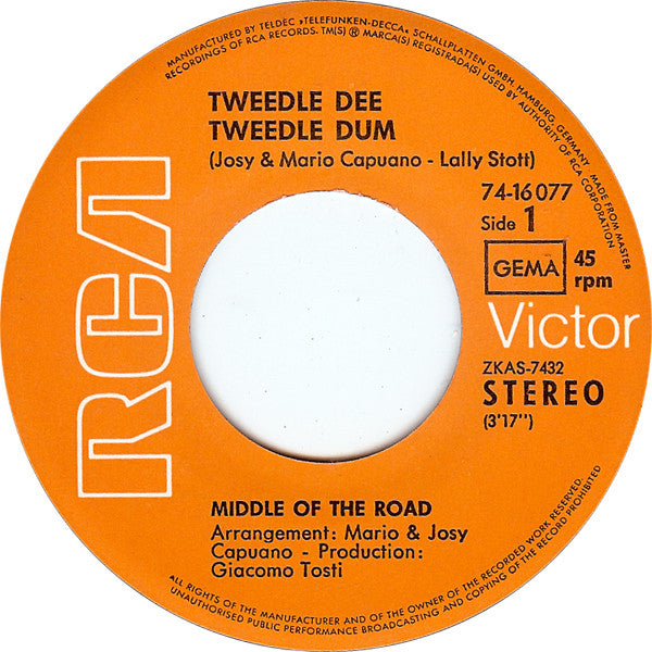 Middle Of The Road : Tweedle Dee Tweedle Dum (7",45 RPM,Single)