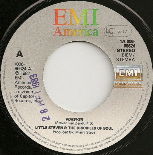Little Steven And The Disciples Of Soul : Forever (7",45 RPM,Single,Stereo)
