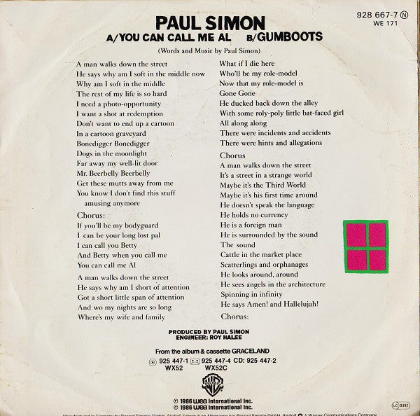 Paul Simon : You Can Call Me Al (7",45 RPM,Single)