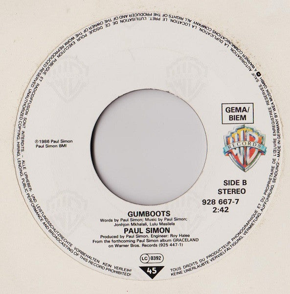 Paul Simon : You Can Call Me Al (7",45 RPM,Single)
