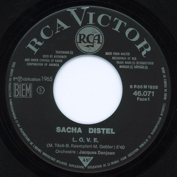 Sacha Distel : L. O. V. E. / Dis Lui Que Je L'Oublie (7",45 RPM,Single,Jukebox,Mono)