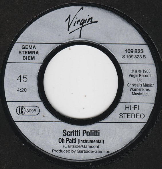 Scritti Politti + Miles Davis : Oh Patti (7",45 RPM,Single,Stereo)