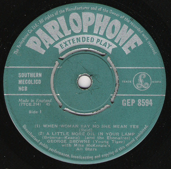 George Browne With Mike Mckenzie's All Stars And Ebonaires (2), The : Calypso Time (7",45 RPM,EP)