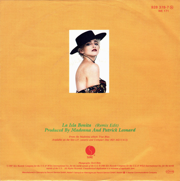 Madonna : La Isla Bonita (7",45 RPM,Single,Stereo)