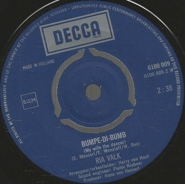 Ria Valk : Zakezoe Zakaza / Bumpediebump (7",45 RPM,Single)