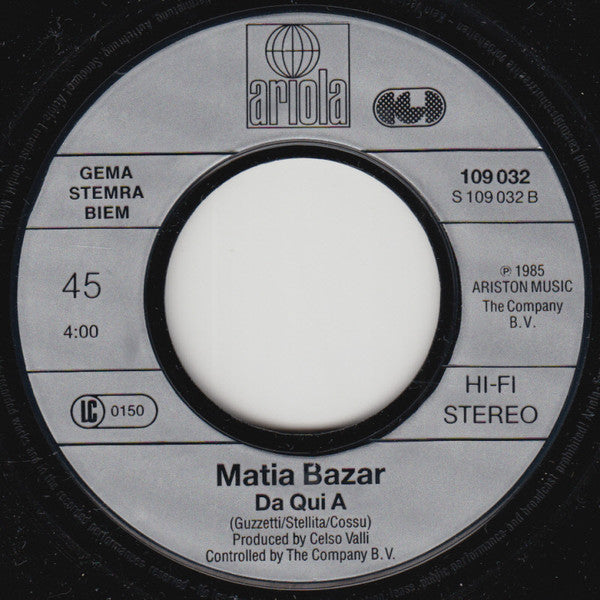 Matia Bazar : Noi (7",45 RPM,Single,Stereo)