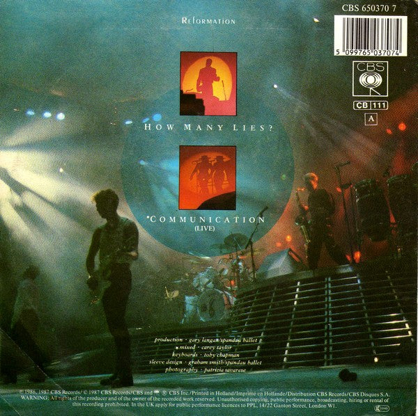 Spandau Ballet : How Many Lies ? (7",45 RPM,Single,Stereo)