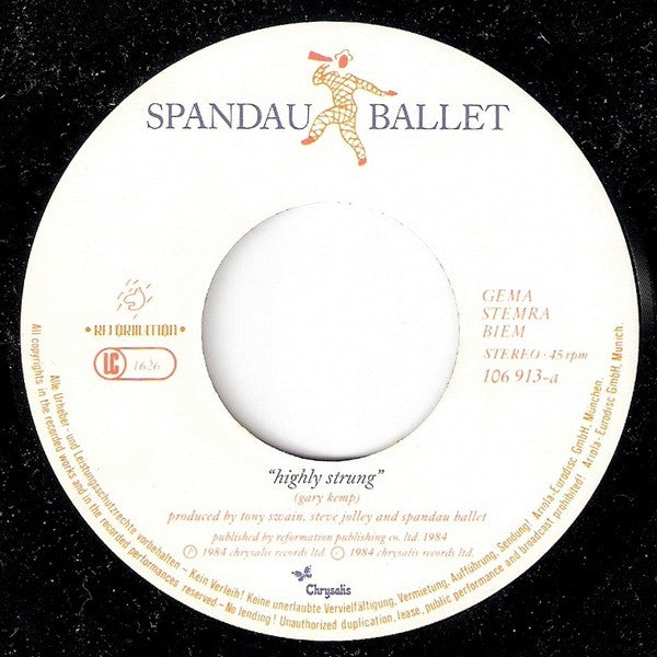 Spandau Ballet : Highly Strung (7",Single,Stereo)