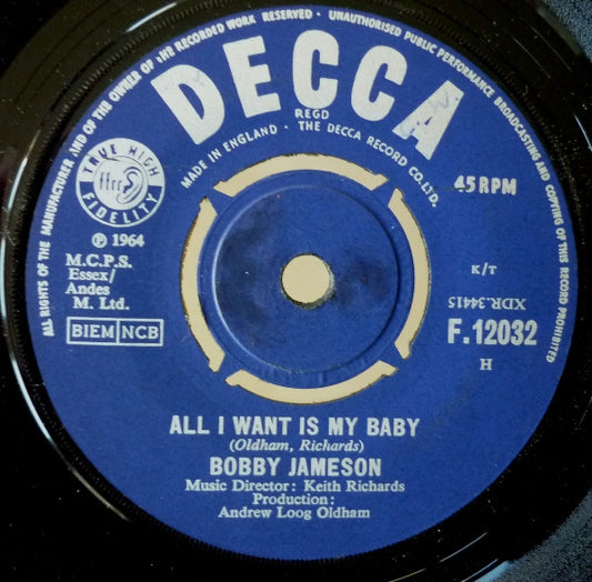 Bobby Jameson : All I Want Is My Baby / Each And Every Day (7",45 RPM,Single)