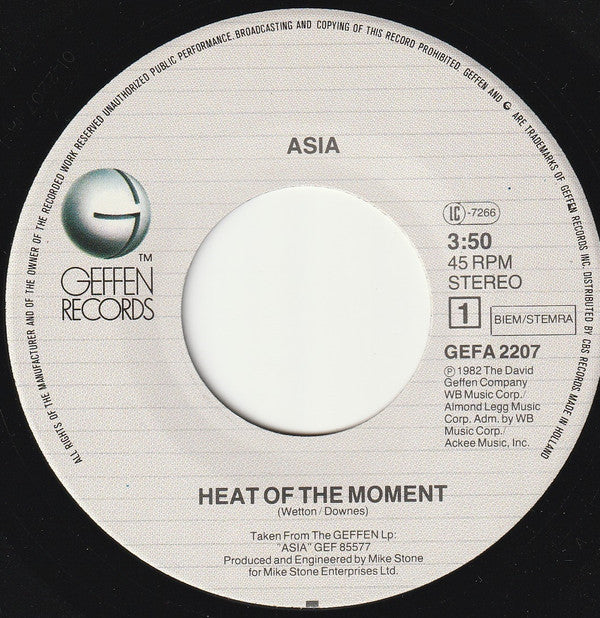 Asia (2) : Heat Of The Moment (7",45 RPM,Single)