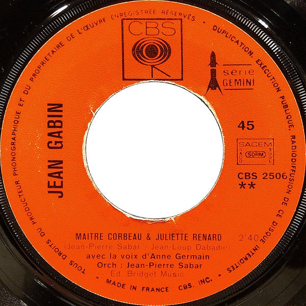 Jean Gabin : Maintenant Je Sais (7",45 RPM,Single)
