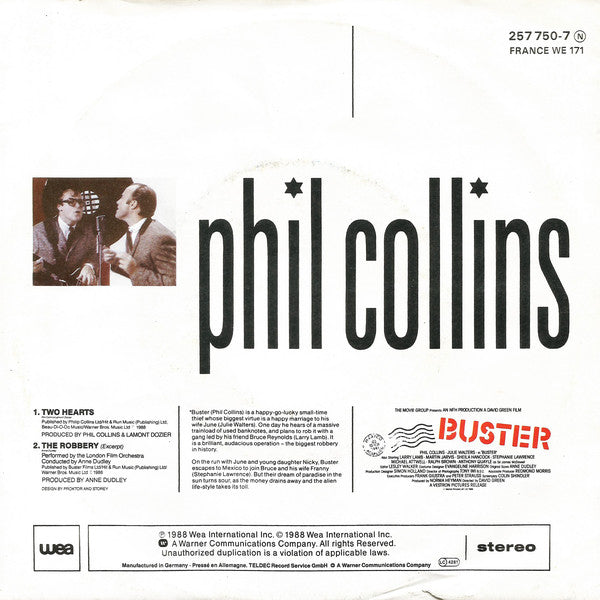 Phil Collins : Two Hearts (7",Single,45 RPM)