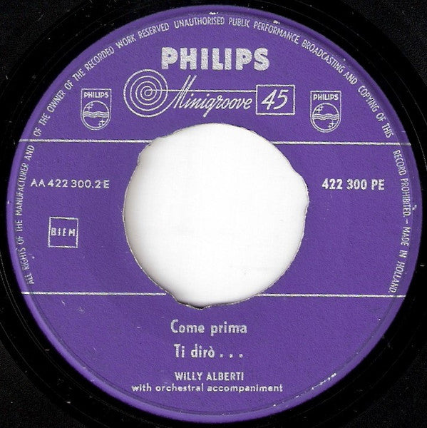 Willy Alberti : Come Prima (7",45 RPM,EP)