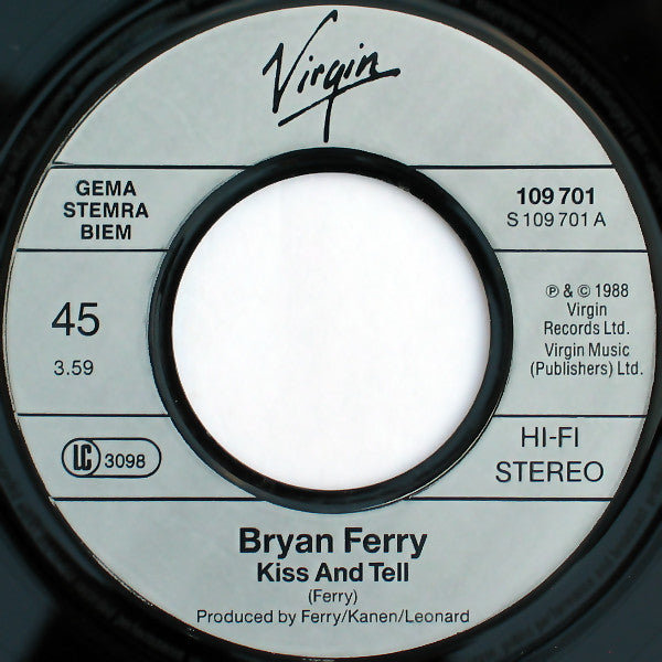 Bryan Ferry : Kiss And Tell (7",45 RPM,Single,Stereo)