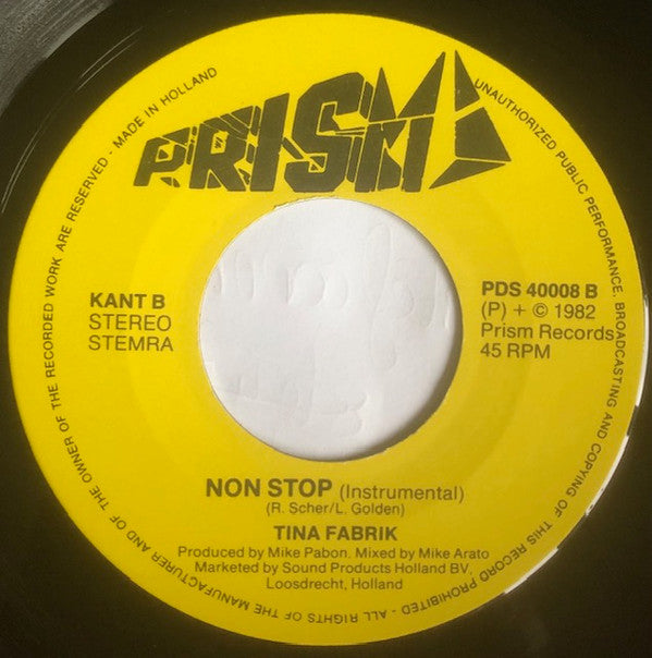 Tina Fabrique : Non Stop (7",45 RPM,Single)