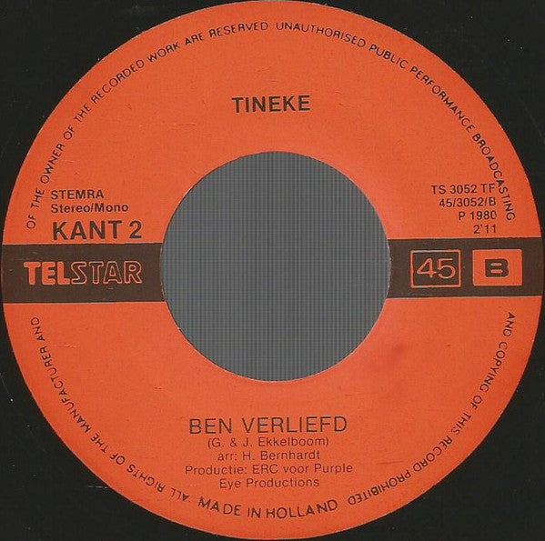 Tineke (3) : Het Wordt Zomer (7",45 RPM,Single)