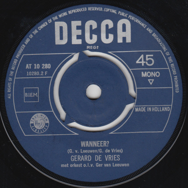 Gerard De Vries : De Kinderen Zijn Niet Schuldig (Don't Blame The Children) / Wanneer? (7",45 RPM,Single)