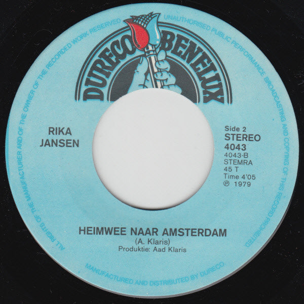 Rika Jansen : Amsterdam Huilt / Heimwee Naar Amsterdam (7",Single)