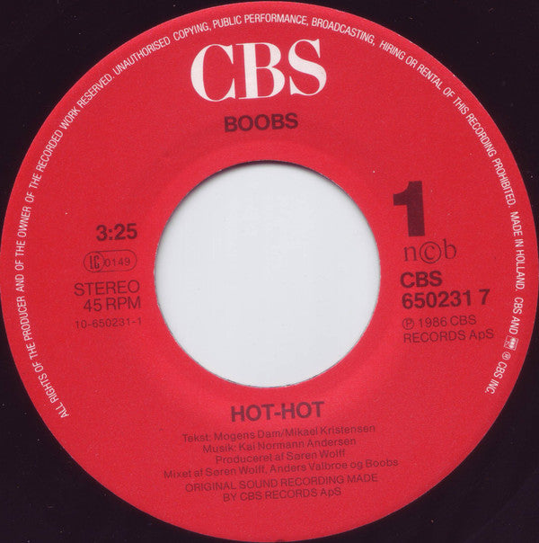 Boobs : Hot-Hot / Kakadue (7",45 RPM,Stereo)