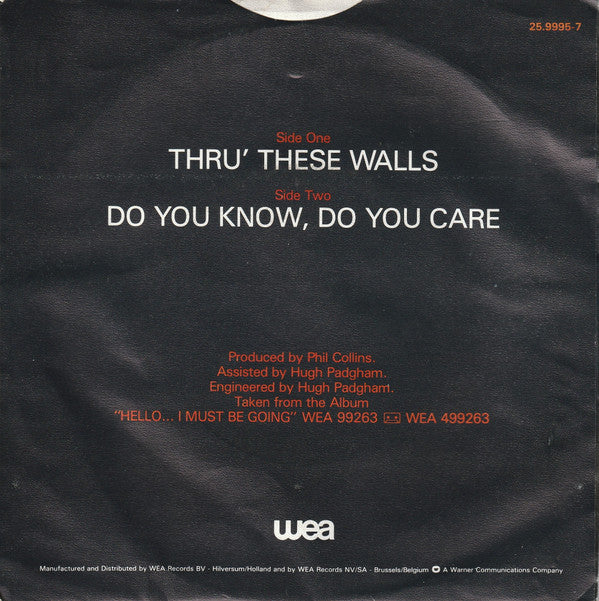 Phil Collins : Thru' These Walls (7",45 RPM,Single,Stereo)