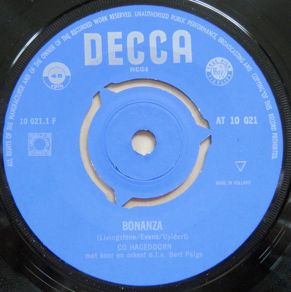 Co Hagedoorn : Bonanza / Lach Maar... (Lach Doch...) (7",45 RPM,Single)