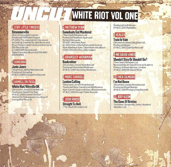 Various : White Riot Vol One (A Tribute To The Clash) (Compilation)