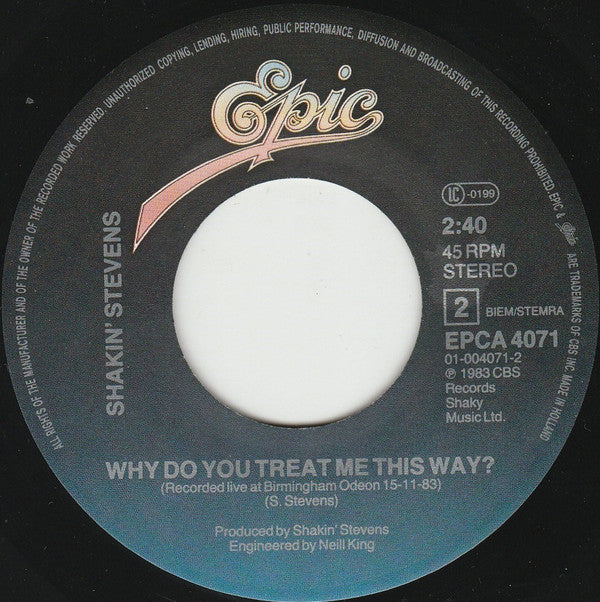 Shakin' Stevens & Bonnie Tyler : A Rockin' Good Way (7",45 RPM,Single,Stereo)