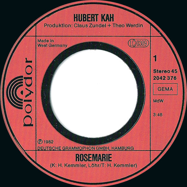 Hubert Kah : Rosemarie (7",45 RPM,Single,Stereo)