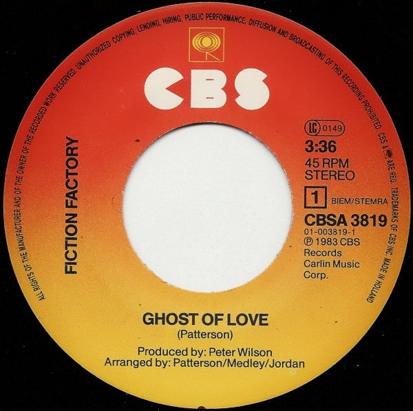 Fiction Factory : Ghost Of Love (7",45 RPM,Single)