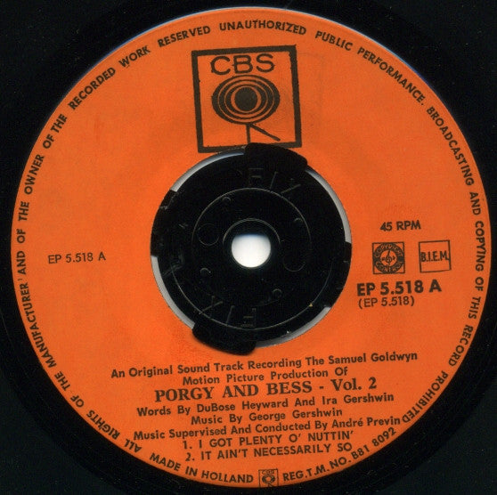 Samuel Goldwyn : Porgy And Bess Vol. 2 (7",45 RPM,EP)
