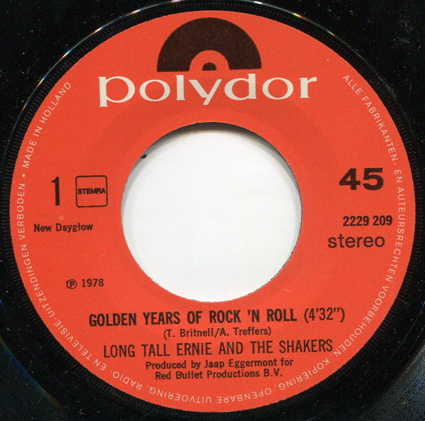 Long Tall Ernie And The Shakers : Golden Years Of Rock 'N Roll (7",Single)