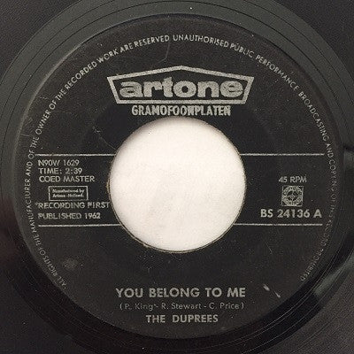 The Duprees : You Belong To Me / Take Me As I Am (7", Single)