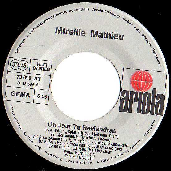 Mireille Mathieu : Un Jour Tu Reviendras / La Marche De Sacco Et Vanzetti (7",Single,45 RPM)
