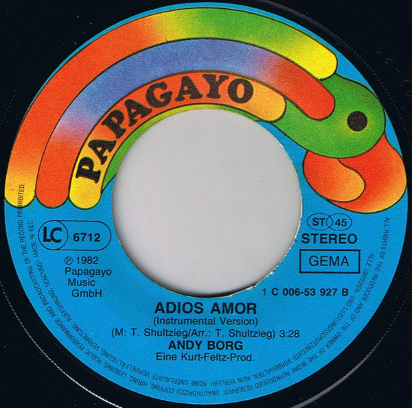 Andy Borg : Adios Amor (7",45 RPM,Single,Stereo)
